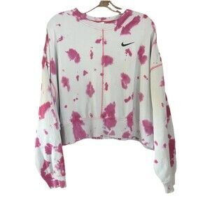 Nike Women's Tie Dye Crew Sweatshirt in Pink/Red/Black size S  Cropped